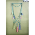 Long String Of Jewels And Stone Tassel Necklace