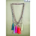 Long Beaded Crystal Tassel Necklace Jewelry, Hand Knotted Jewelry