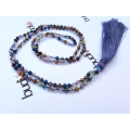 Long Beaded Crystal Tassel Necklace Jewelry, Hand Knotted Jewelry