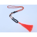 Long Beaded Crystal Tassel Necklace Jewelry, Hand Knotted Jewelry