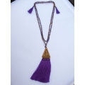 Long Beaded Crystal Tassel Necklace Jewelry, Hand Knotted Jewelry