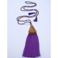 Long Beaded Crystal Tassel Necklace Jewelry, Hand Knotted Jewelry