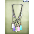 Long Beaded Lava Tassel Necklace