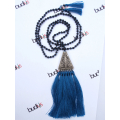 Long Beaded Lava Tassel Necklace