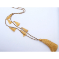 Long Beaded Crystal Tassel Necklace Jewelry, Hand Knotted Jewelry