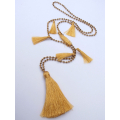 Long Beaded Crystal Tassel Necklace Jewelry, Hand Knotted Jewelry