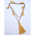 Long Beaded Crystal Tassel Necklace Jewelry, Hand Knotted Jewelry