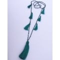 Long Beaded Crystal Tassel Necklace Jewelry, Hand Knotted Jewelry