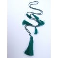 Long Beaded Crystal Tassel Necklace Jewelry, Hand Knotted Jewelry