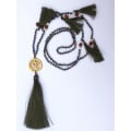 Long Beaded Crystal Tassel Necklace Jewelry, Hand Knotted Jewelry