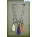 Long Beaded Crystal Tassel Necklace Jewelry, Hand Knotted Jewelry