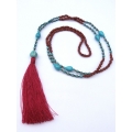 Long Beaded Crystal Tassel Necklace