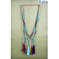 Long Beaded Crystal Tassel Necklace