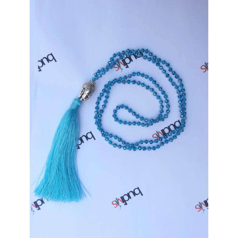 Long Crystal Tassel Necklace Buddha Statue