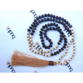 Long Wooden Bead Tassel Necklace