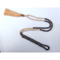 Long Wooden Bead Tassel Necklace