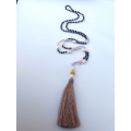 Long Crystal Pearl Tassel Necklace