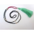 Long Crystal Gemstone Tassel Necklace