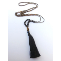 Long Crystal Lava Tassel Necklace