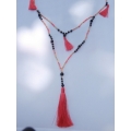 Long Beaded Multi-Layered Tassel Necklace