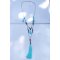 Long Beaded Multi-Layered Tassel Necklace