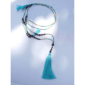 Long Beaded Multi-Layered Tassel Necklace