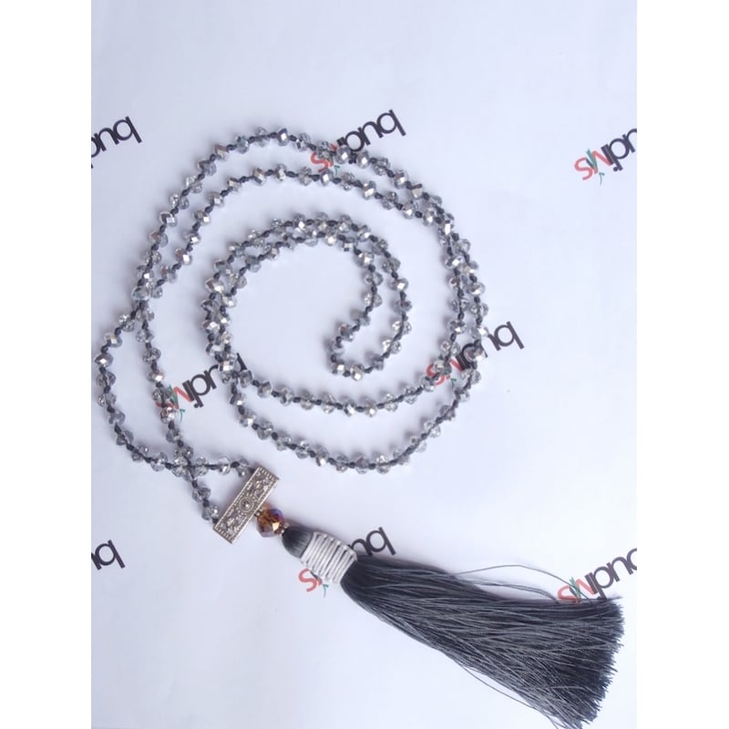 Long Crystal Tassel Necklace