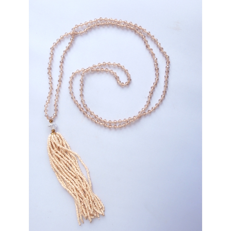 Long Crystal Tassel Necklace