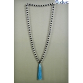 Long Lava Stone Tassel Necklace