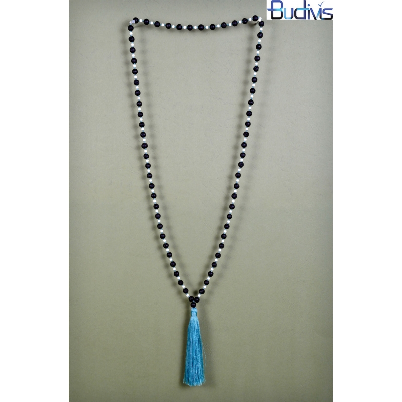 Long Lava Stone Tassel Necklace