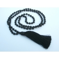 Long Lava Stone Tassel Necklace