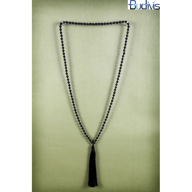 Long Lava Stone Tassel Necklace