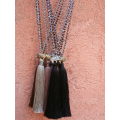 Long Crystal Tassel Necklace Elephant