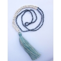 Long Crystal Mini Pearl Tassel Necklace