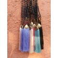 Long Crystal Chain Tassel Necklace