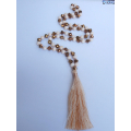 Long Tassel Necklace With Large Crystal