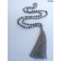 Long Tassel Necklace With Large Crystal