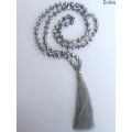 Long Tassel Necklace With Large Crystal