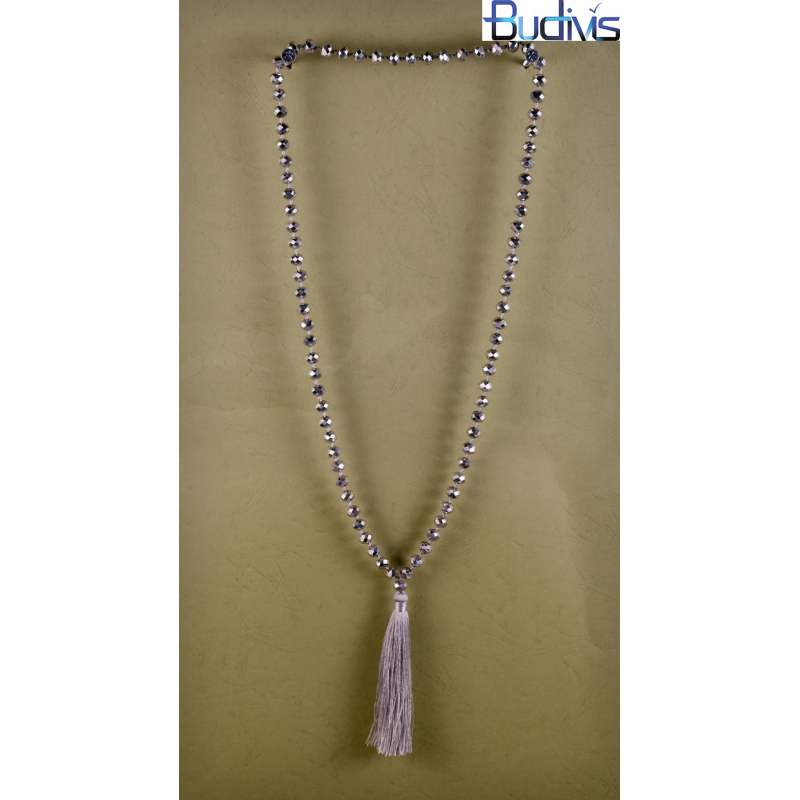 Long Tassel Necklace With Large Crystal