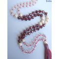 Long Tassel Necklace Large Crystal Pearls