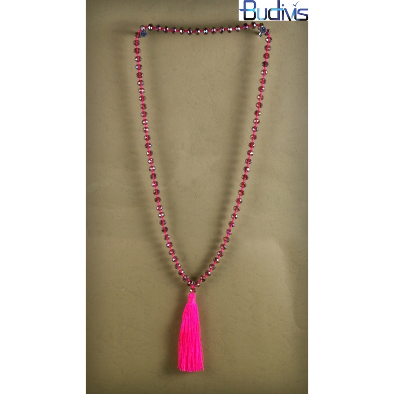 Long Tassel Necklace With Large Crystal