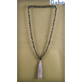 Long Tassel Necklace With Large Crystal