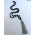 Long Tassel Necklace With Large Crystal