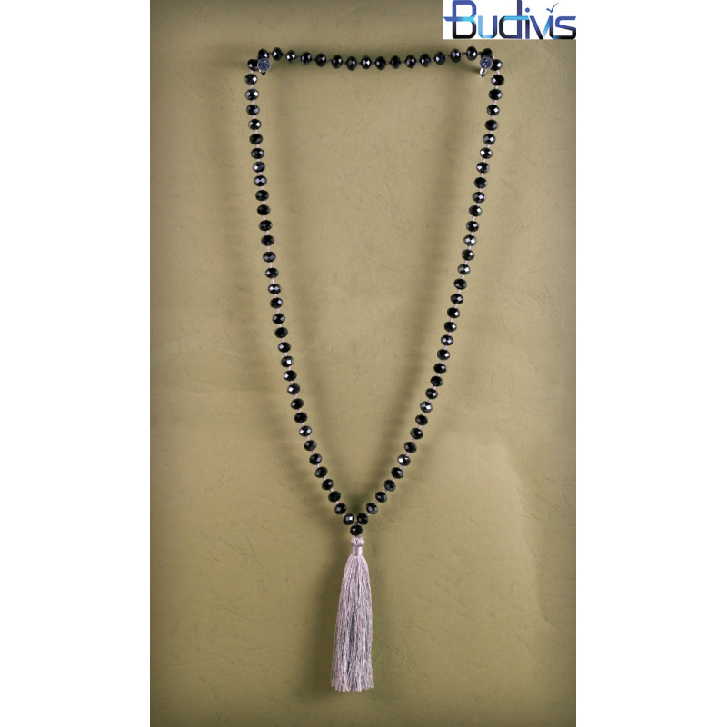 Long Tassel Necklace With Large Crystal