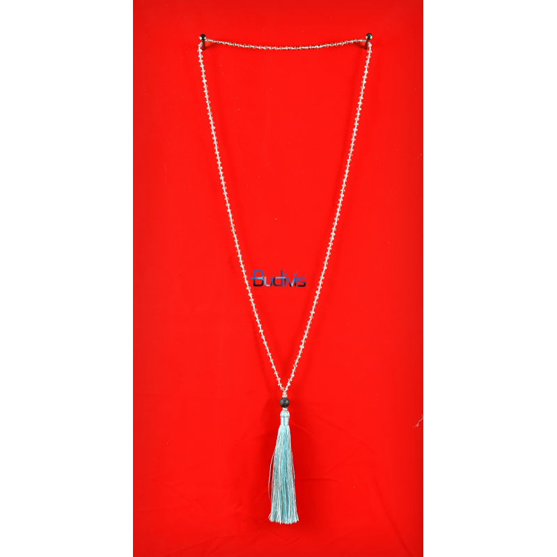 Long Beaded Crystal Tassel Necklace