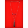 Long Beaded Crystal Tassel Necklace