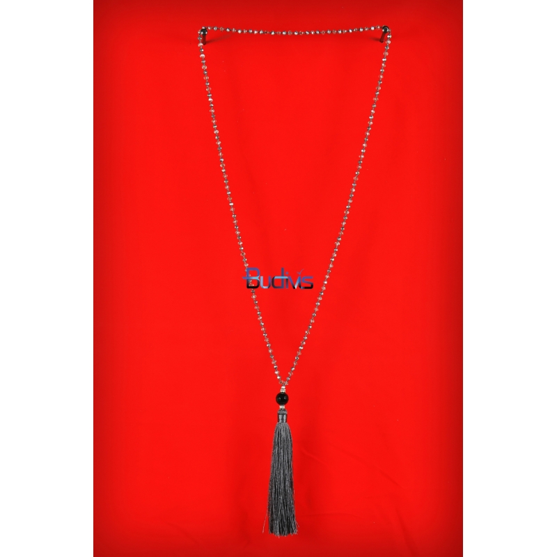 Long Beaded Crystal Tassel Necklace