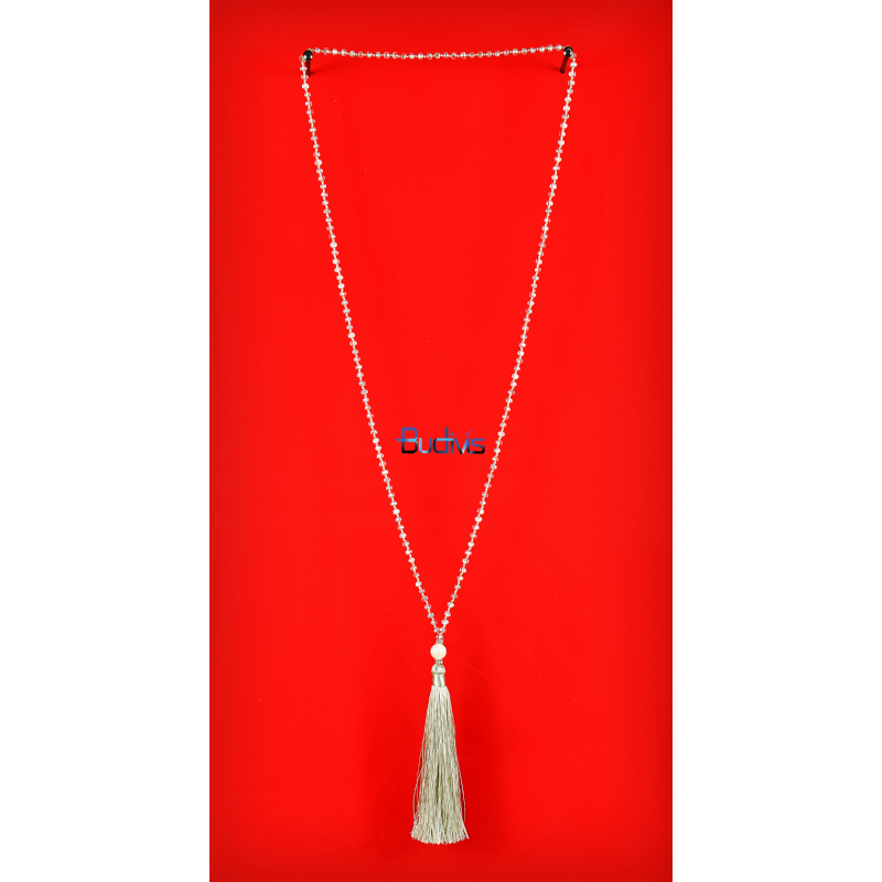 Long Beaded Crystal Tassel Necklace