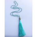 Long Beaded Crystal Tassel Necklace Buddha Statue