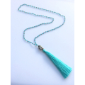 Long Beaded Crystal Tassel Necklace Buddha Statue